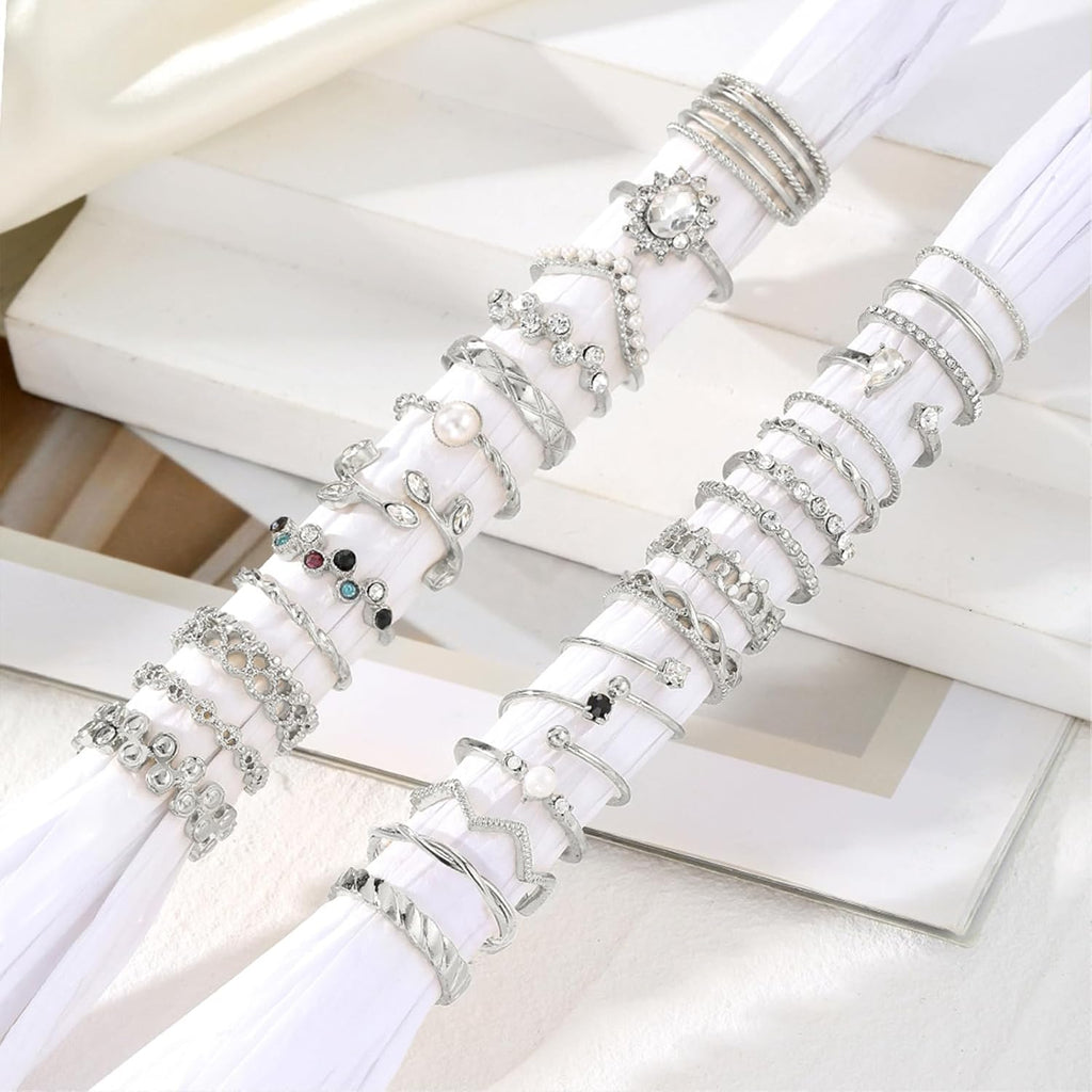 Gold Knuckle Rings Set For Women Vintage Stackable Joint Finger Midi Rings Dainty Cubic Zirconia Crystal Simple Twist