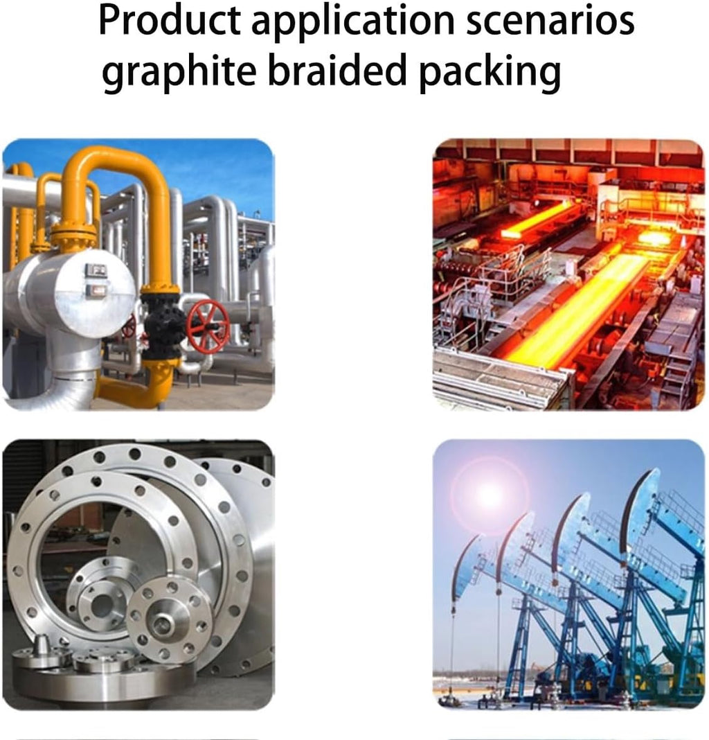 18ft Flexible Graphite Braided Packing Rope, 1/4" x 1/4" Square Seal for Pump, Valve, and Mechanical Shaft Repair