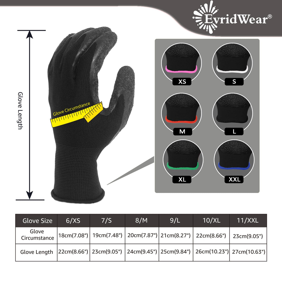 Crinkle Latex Rubber Coated Safety Work Gloves for Men Women