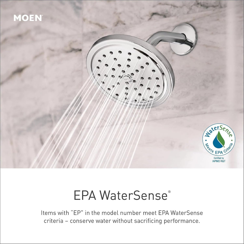 Moen Brantford Chrome Pressure Balancing Modern Bathtub and Shower Trim Kit with Shower Head, Shower Handle, and Tub Spout, Shower Faucet Set (Posi-Temp Valve Required), T62153EP