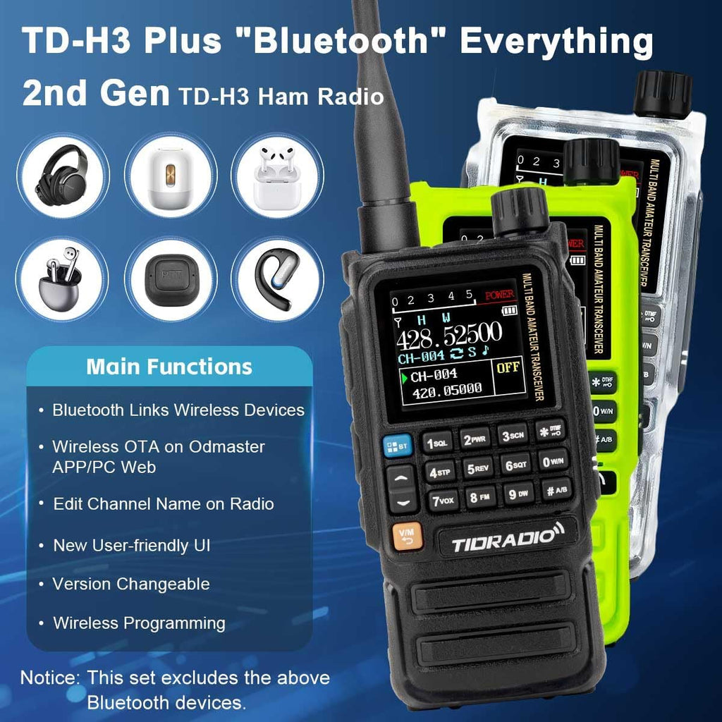 TD-H3 Plus Ham Radio Handheld Multi-Band Walkie Talkies Long Range, Online Upgrade, APP Wireless Programming