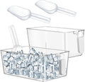 Ice Storage Bin and Flexible Scoop Set Plastic Freezer Bin