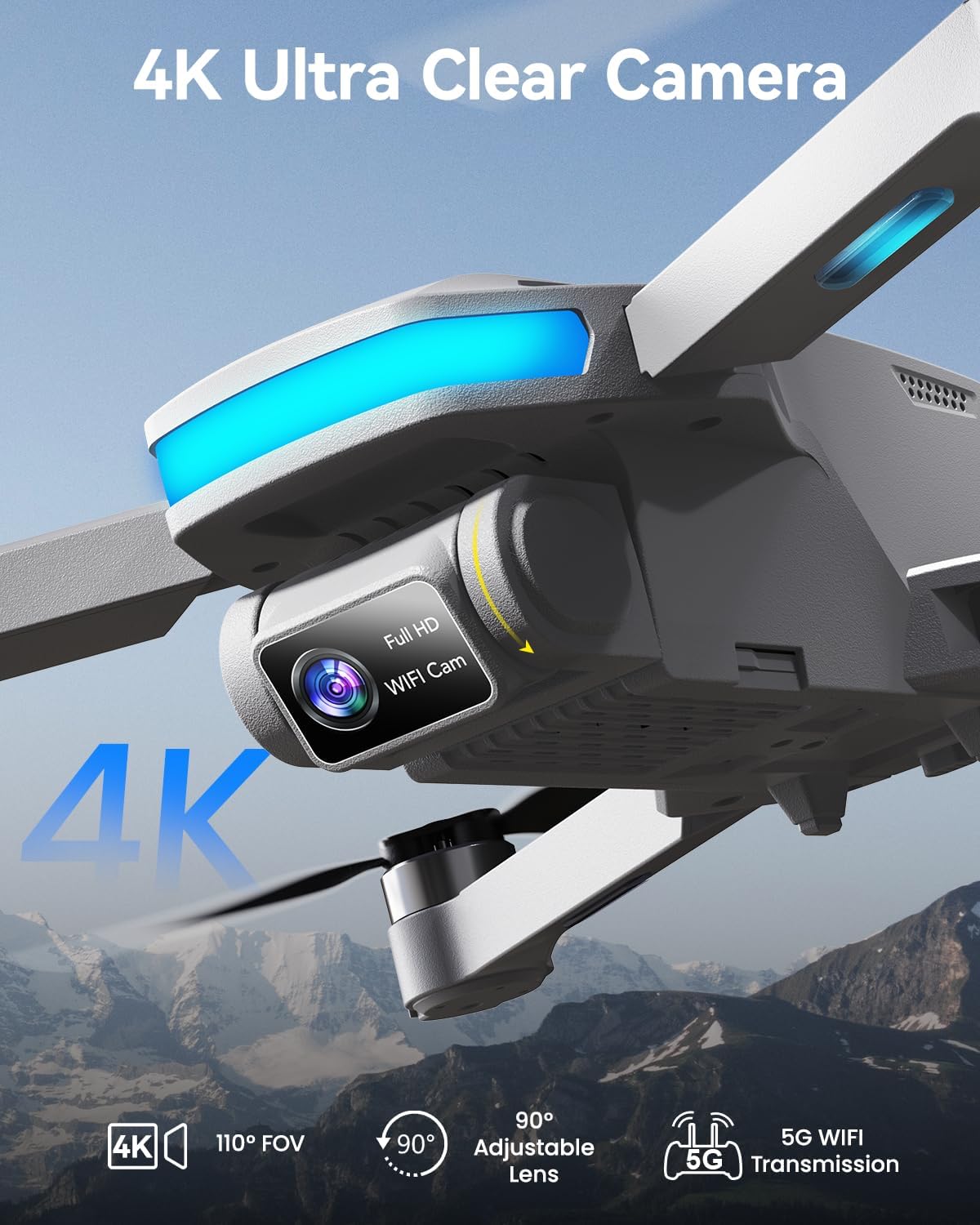 GPS Drone with Camera for Adults 4K, Brushless Motor Drones for Beginners ,5G WiFi FPV Foldable, Auto Return
