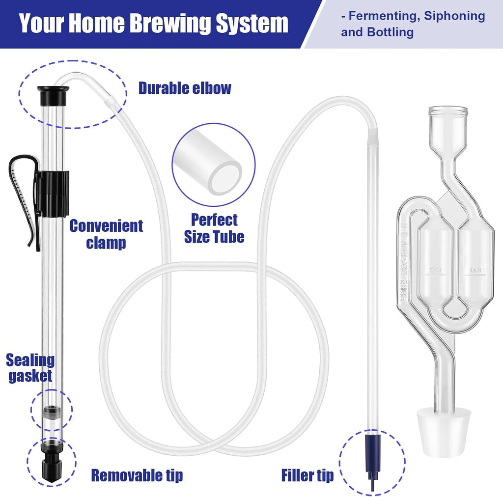 Siphon for Wine Making, Siphon Pump with 6 Feet of Tubing, Bottling Wand, Clamp, Bubble Airlock and Drilled Stopper