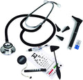 Dual Head Stethoscope w/Snellen Eye Chart, Taylor Percussion Hammer, Otoscope w/Batteries, LED Pupil Gauge Penlight