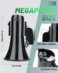 30 Watt Black Rechargeable Megaphone Bullhorn Speaker, Siren and 240s Recording, Portable Megaphone with Strap and