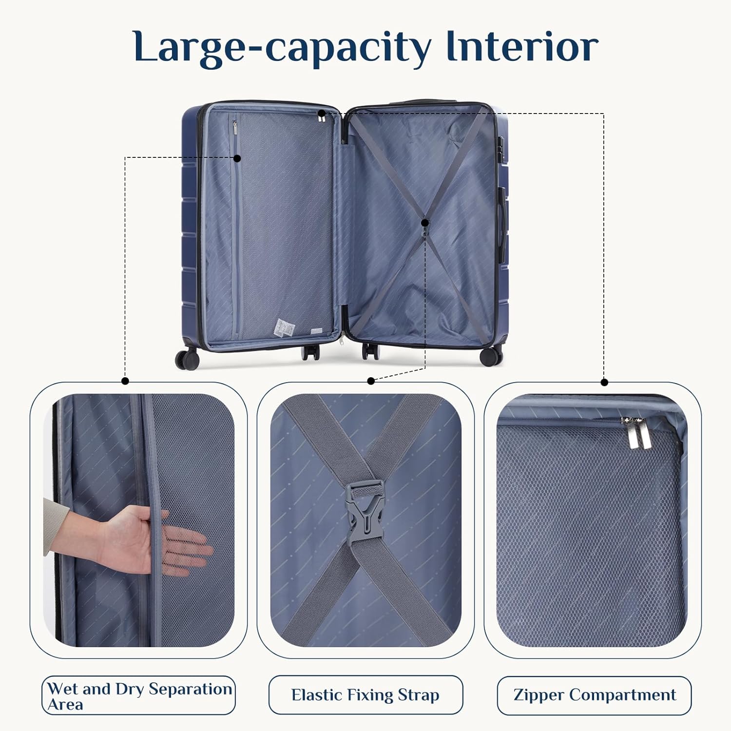 20 Inch Carry On Luggage, ABS Hard Shell Lightweight Rolling Expandable Suitcase with Double Spinner Wheels & TSA