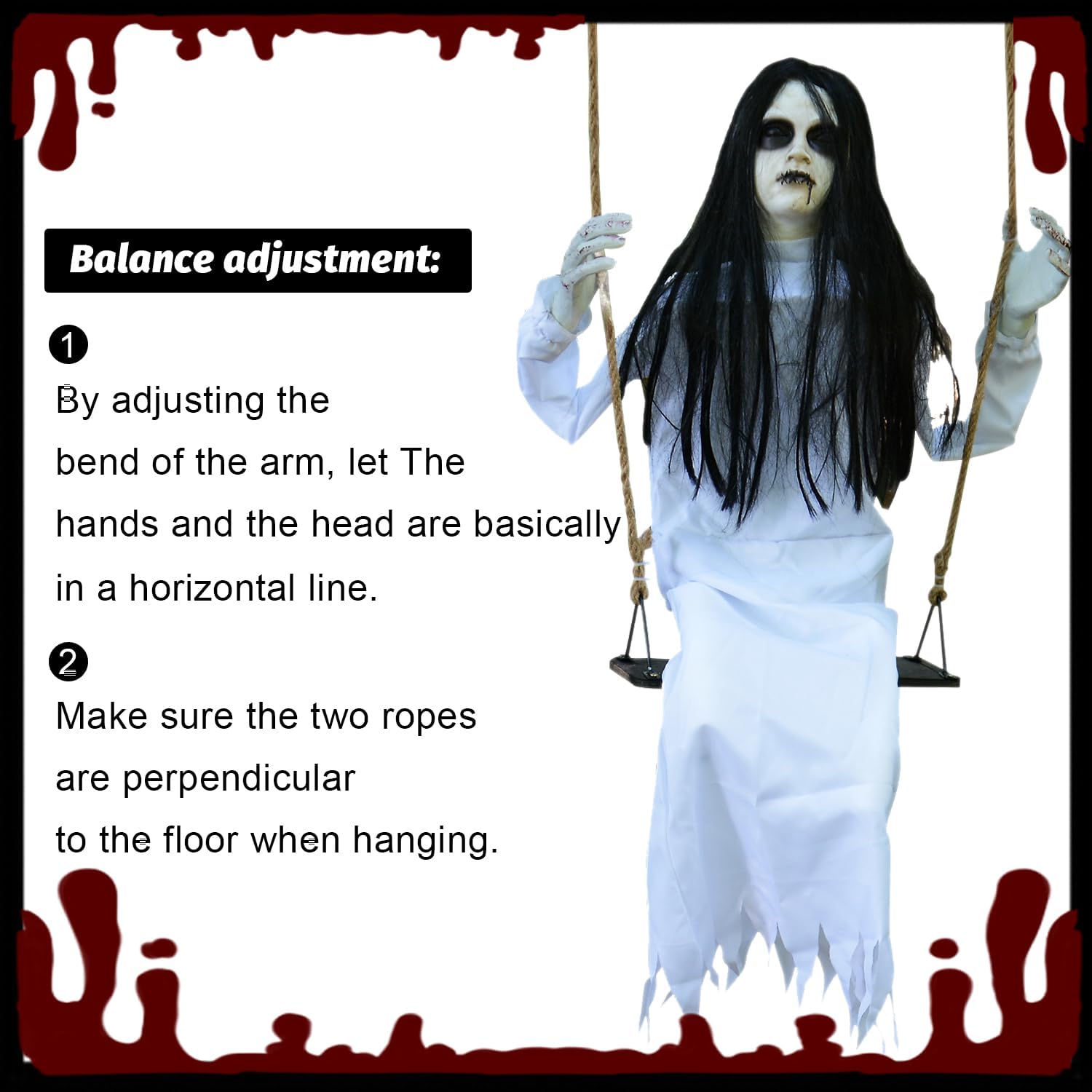 Halloween Decorations Props Hanging Swinging Girl with Creepy Expressions, Hanging Ghosts The Best Indoor and Outdoor