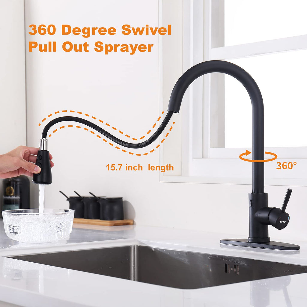 Touchless Kitchen Faucet with Pull Down Sprayer, Motion Sensor Kitchen Faucet with Kitchen Soap Dispenser, Single