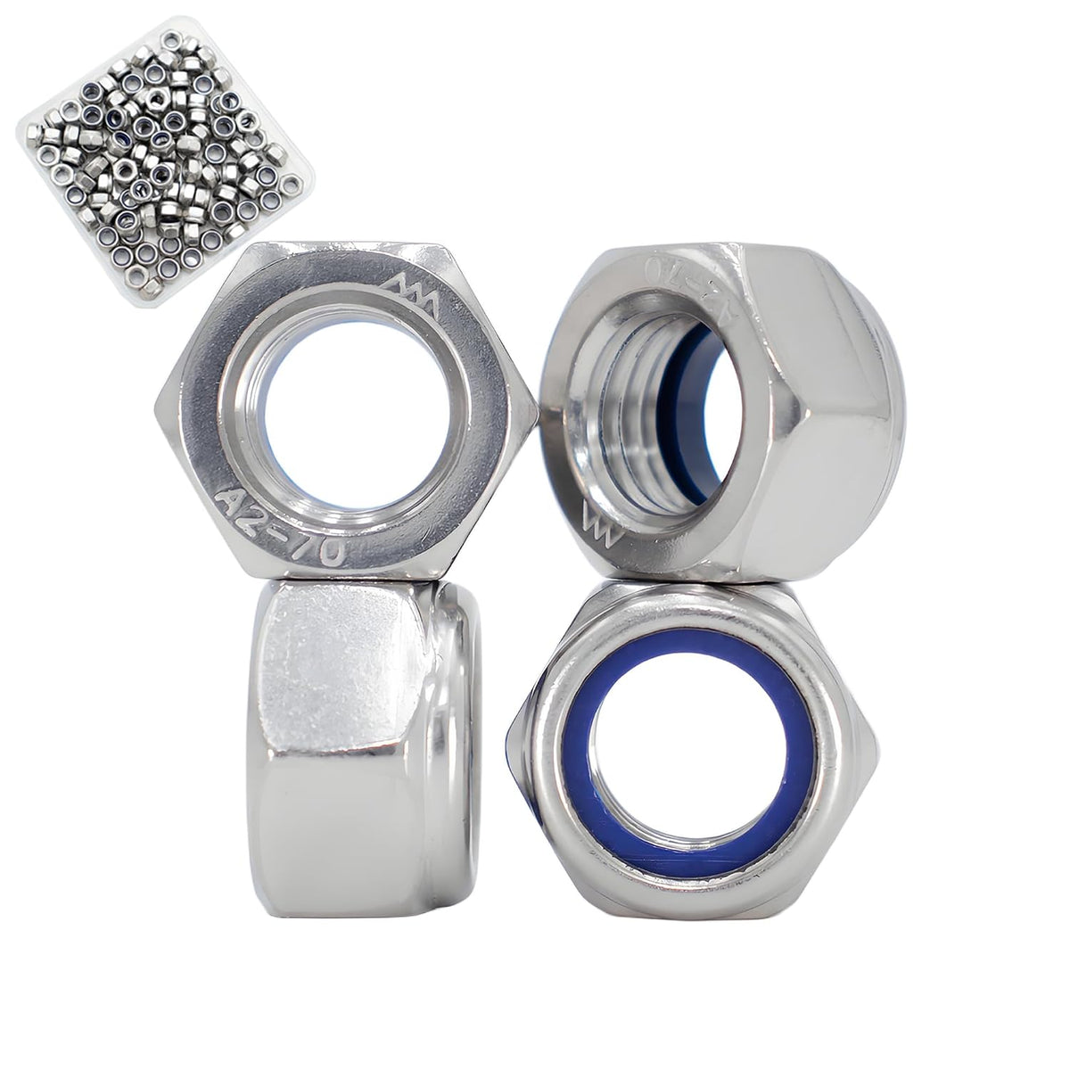 M5‑0.8mm Lock Nuts, 100Pcs Stainless Steel Nylock Insert Locking Nuts