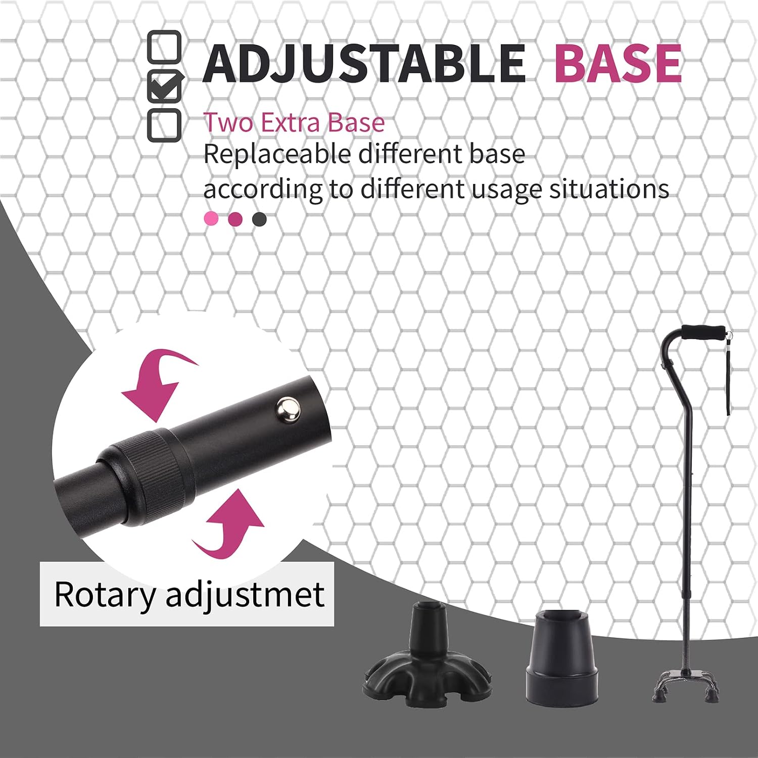 Walking Canes Stablize Women Quad Canes for Seniors & Adults Foldable Adjustable for Men & Women Heavy Duty