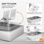 23.8Qt Commercial Deep Fryer Countertop, Electric Deep Fryer with Basket, Lid & Adjustable Temp, Stainless Steel
