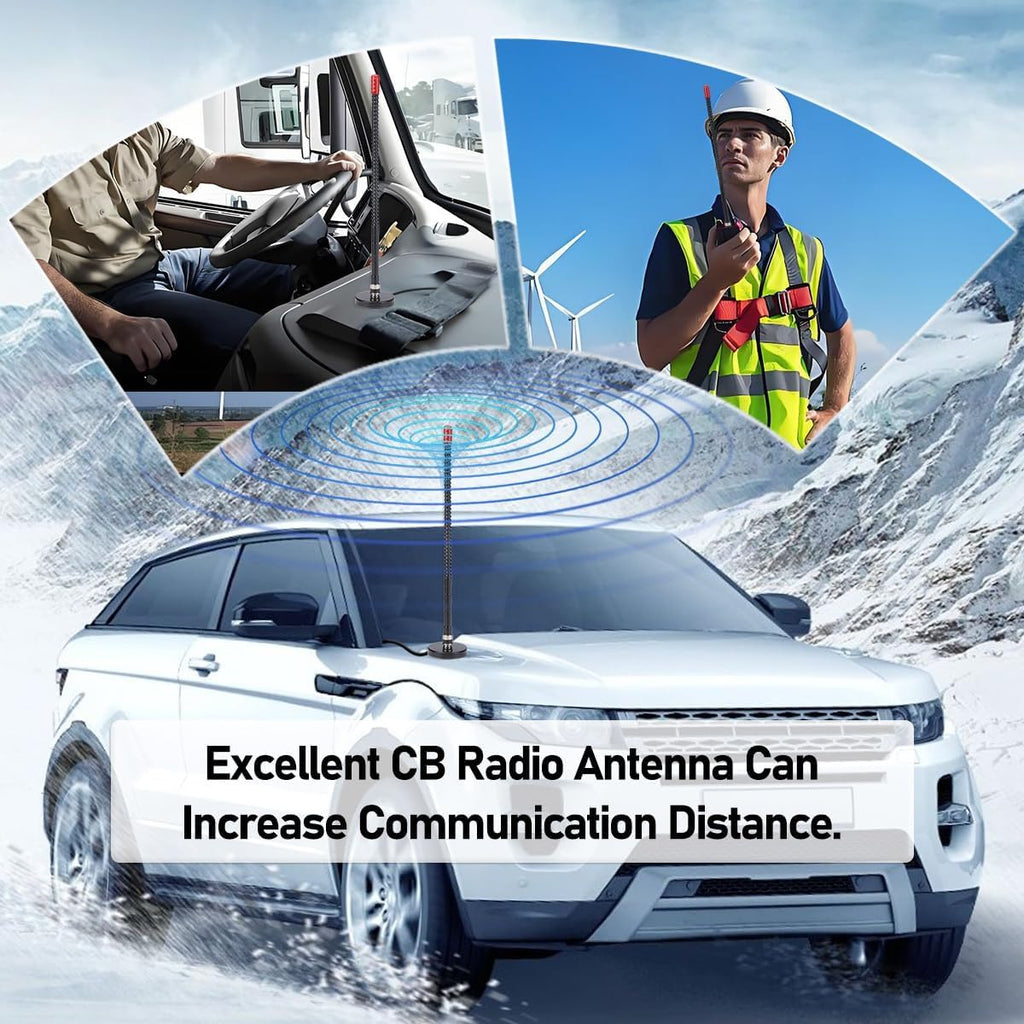 CB Radio Antenna Magnetic Mount Whip Soft 27MHz CB Antenna Kit with PL259 BNC Male Adapter Compatible with Cobra