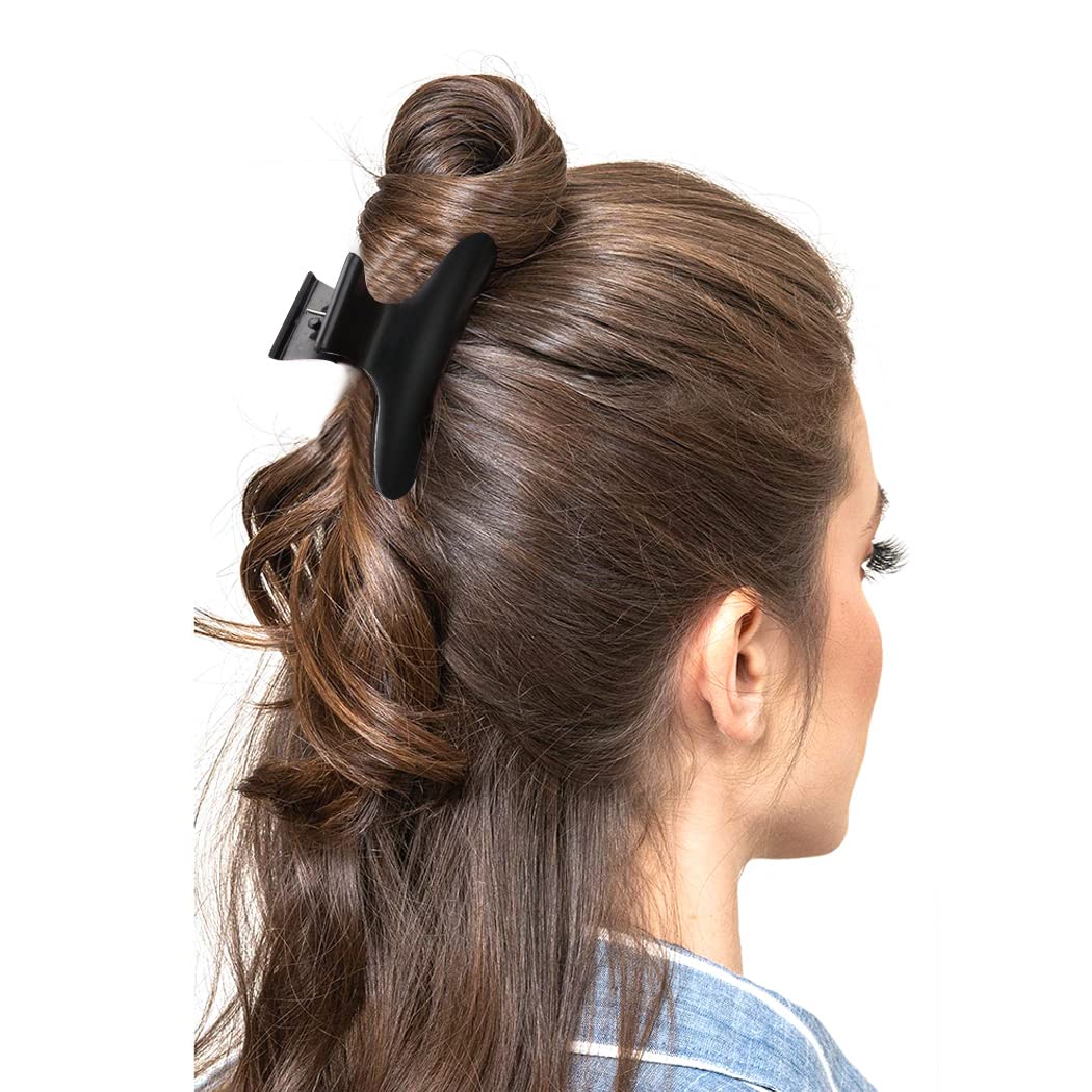 Hair Clips for Women - Large Butterfly Clamps for Styling, Sectioning, Hair Coloring, Cutting, and Hairdressing (Black)