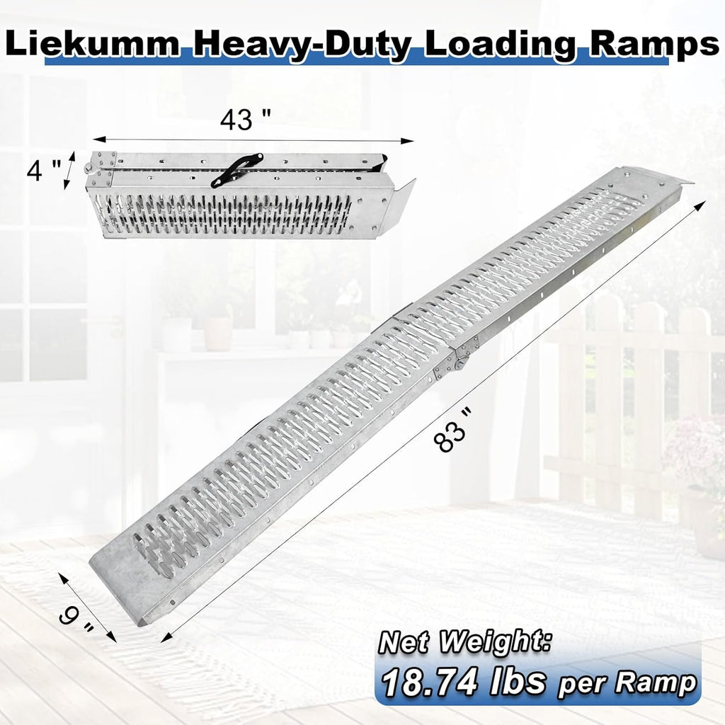 83" ATV Ramps 2-Pack, 1000 lbs Loading Ramps for Pickup Trucks | Foldable Design, No Assembly Required, Anti-Slip