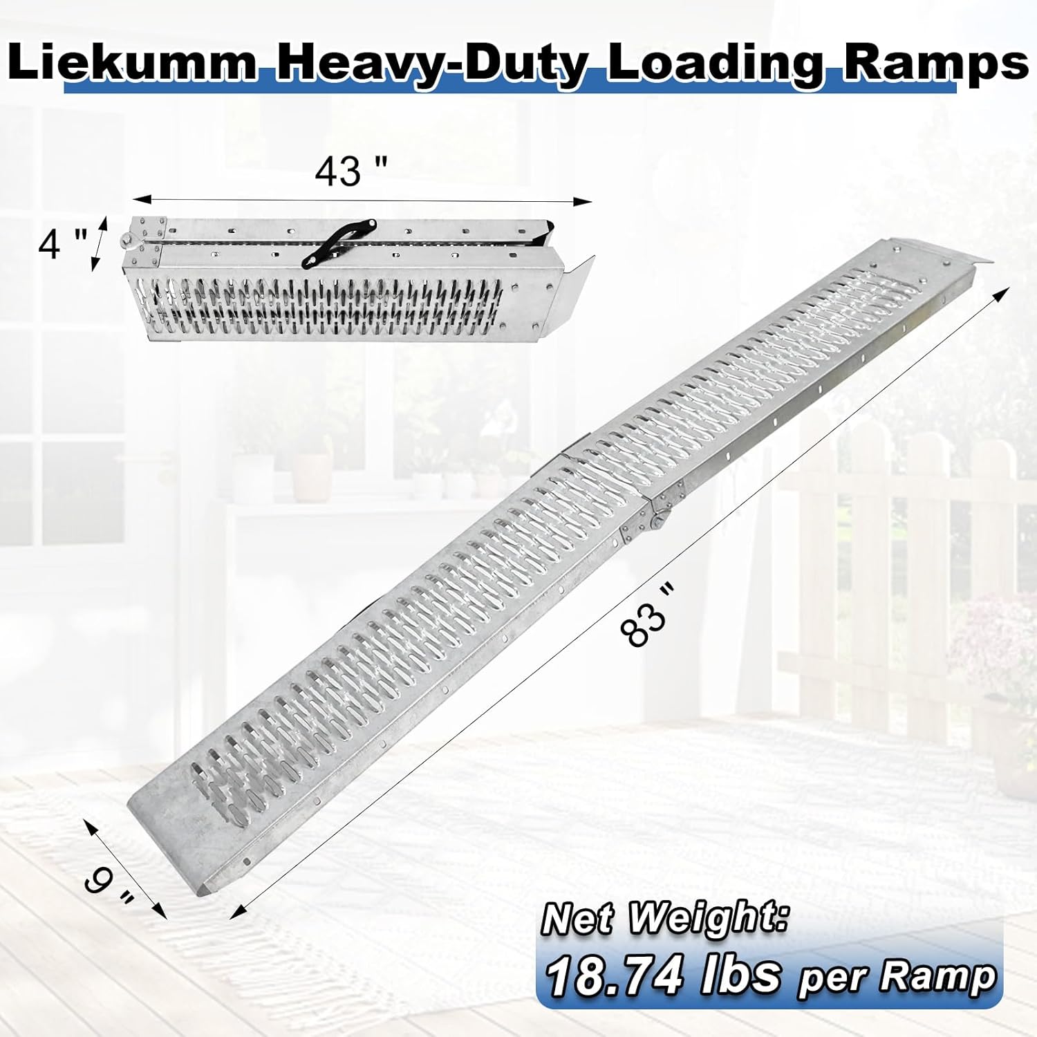83" ATV Ramps 2-Pack, 1000 lbs Loading Ramps for Pickup Trucks | Foldable Design, No Assembly Required, Anti-Slip
