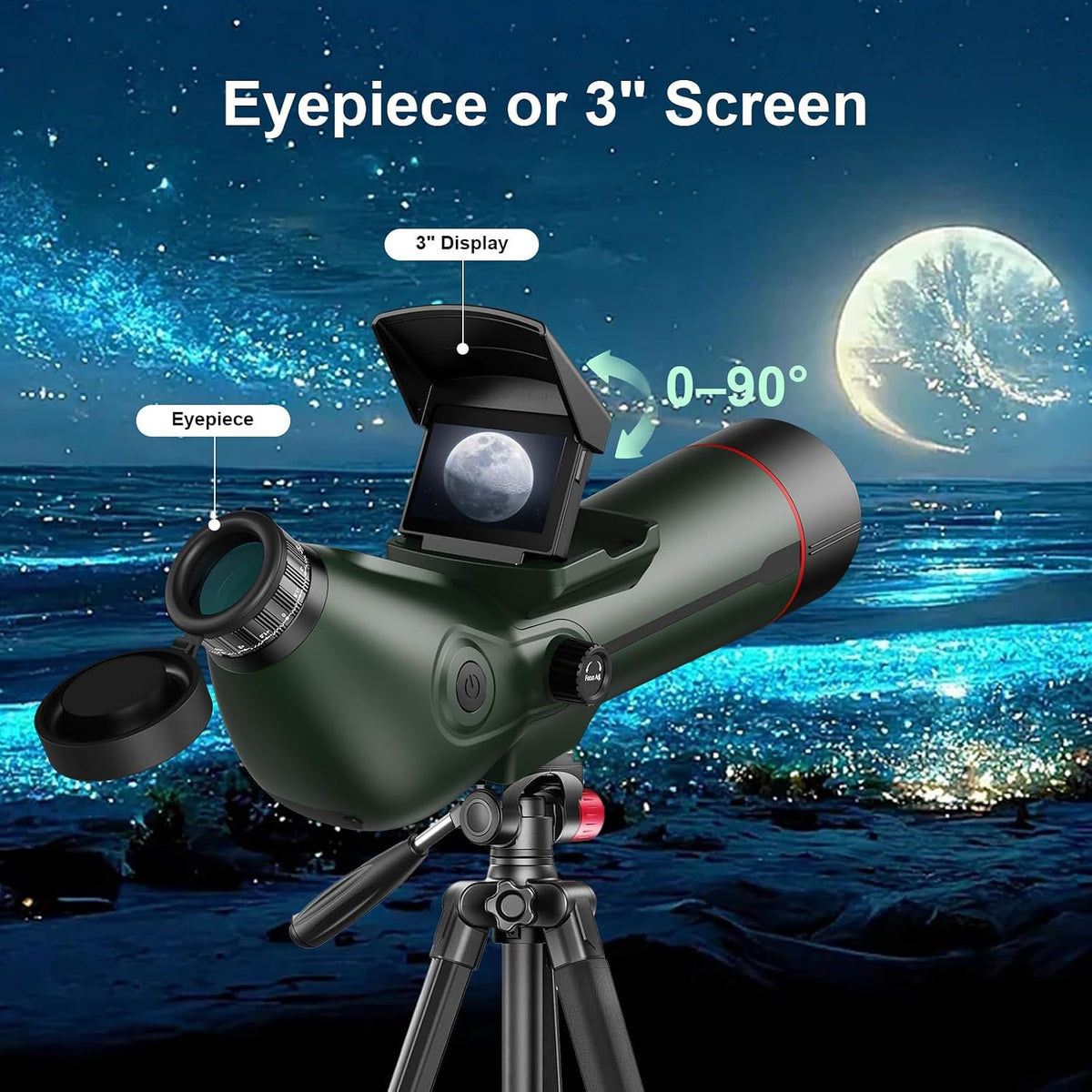 Smart Telescope, Digital Electronic Telescopes with 4K Astrophotography Camera, Internal and Externat Dual Screens