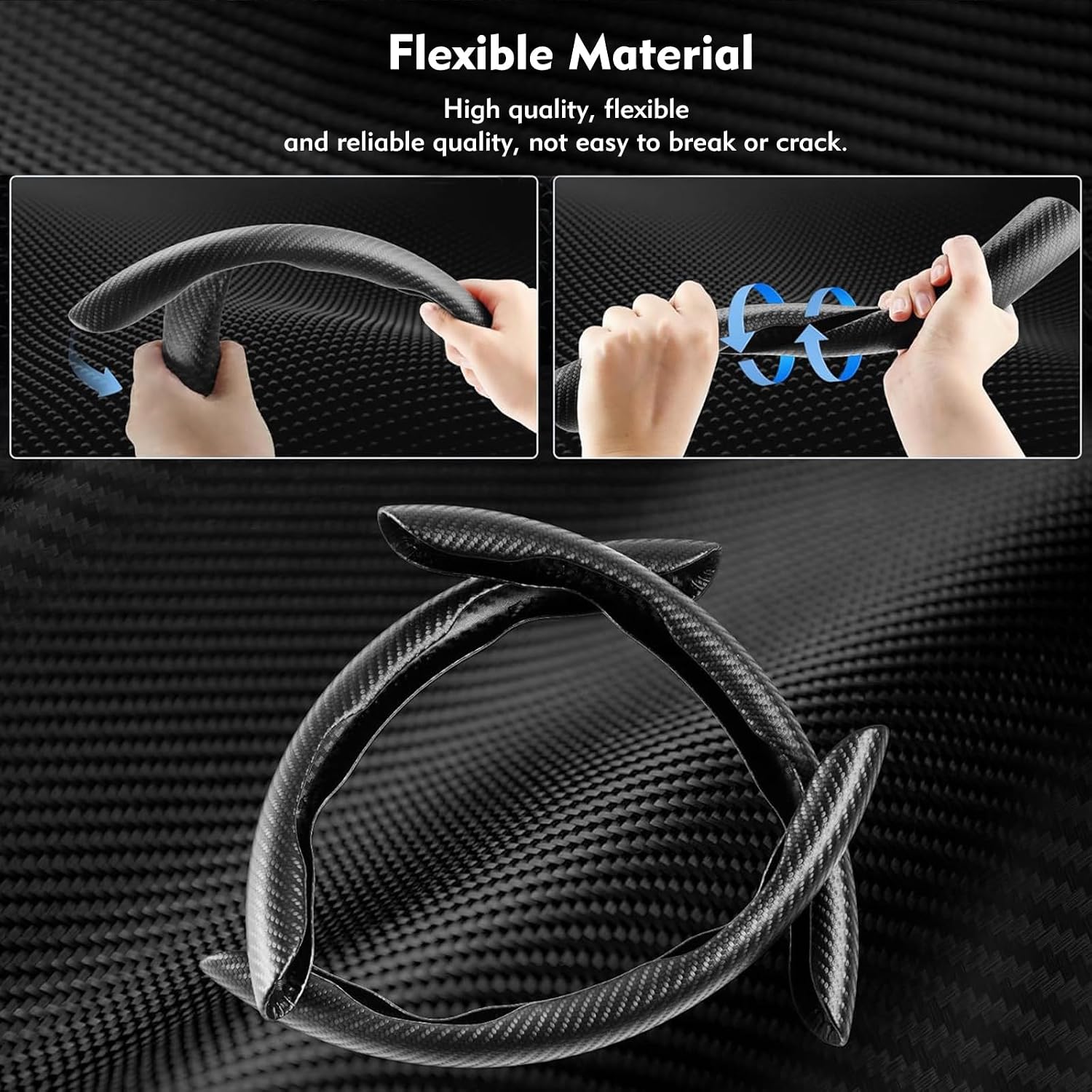 Steering Wheel Cover 3 Pcs Set, Anti-Slip, Scratch-Resistant, Universal Fit for 14-16 Inch Steering Wheels, Car