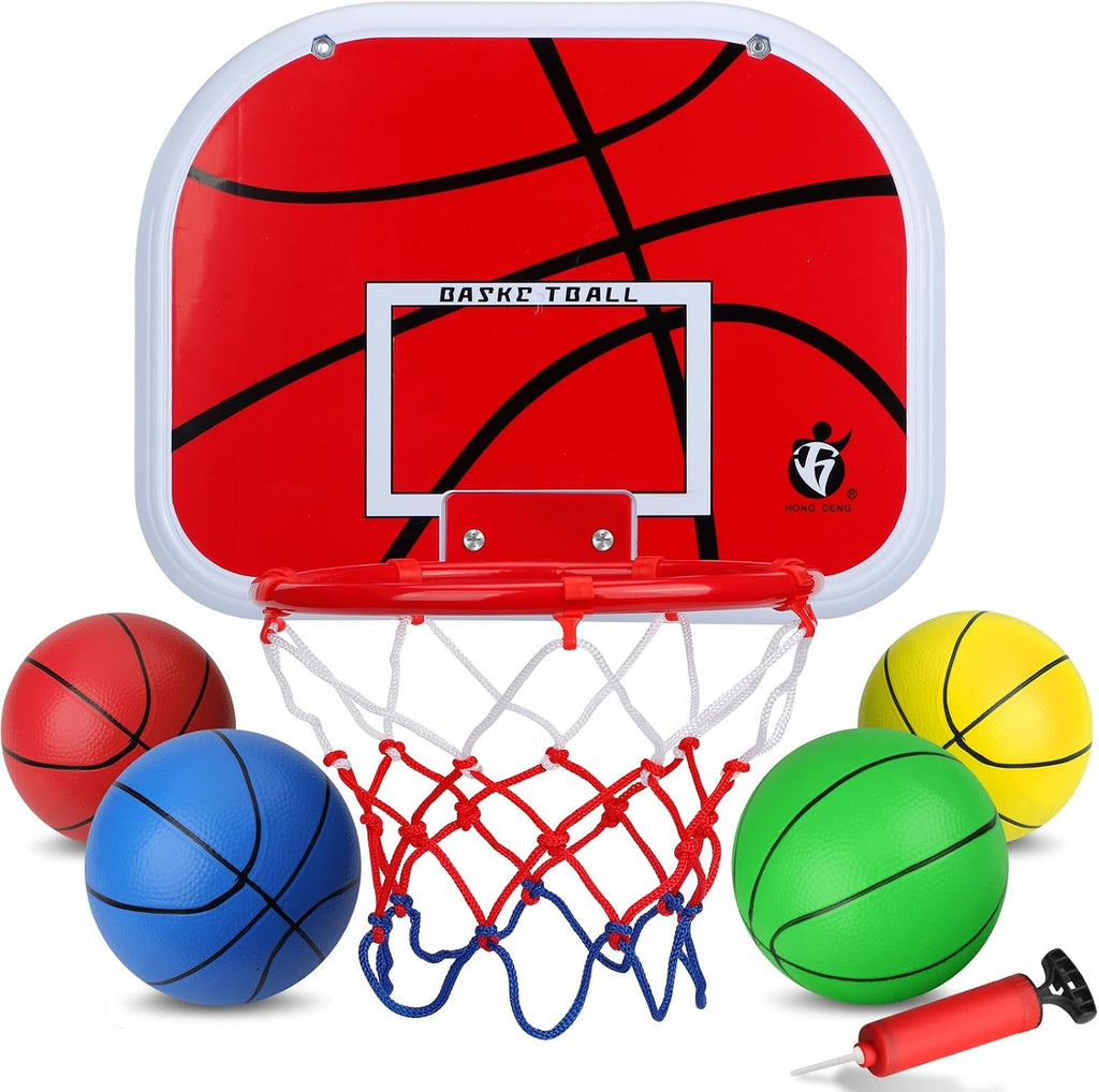 Mini Basketball Hoop Set for Kids Adults, Indoor Play Wall Mount Basketball Hoop for Door with 4 Small Replacement