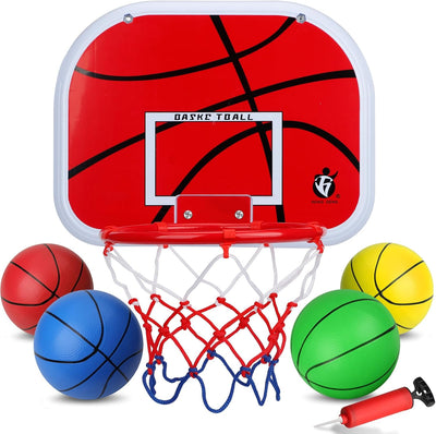 Mini Basketball Hoop Set for Kids Adults, Indoor Play Wall Mount Basketball Hoop for Door with 4 Small Replacement