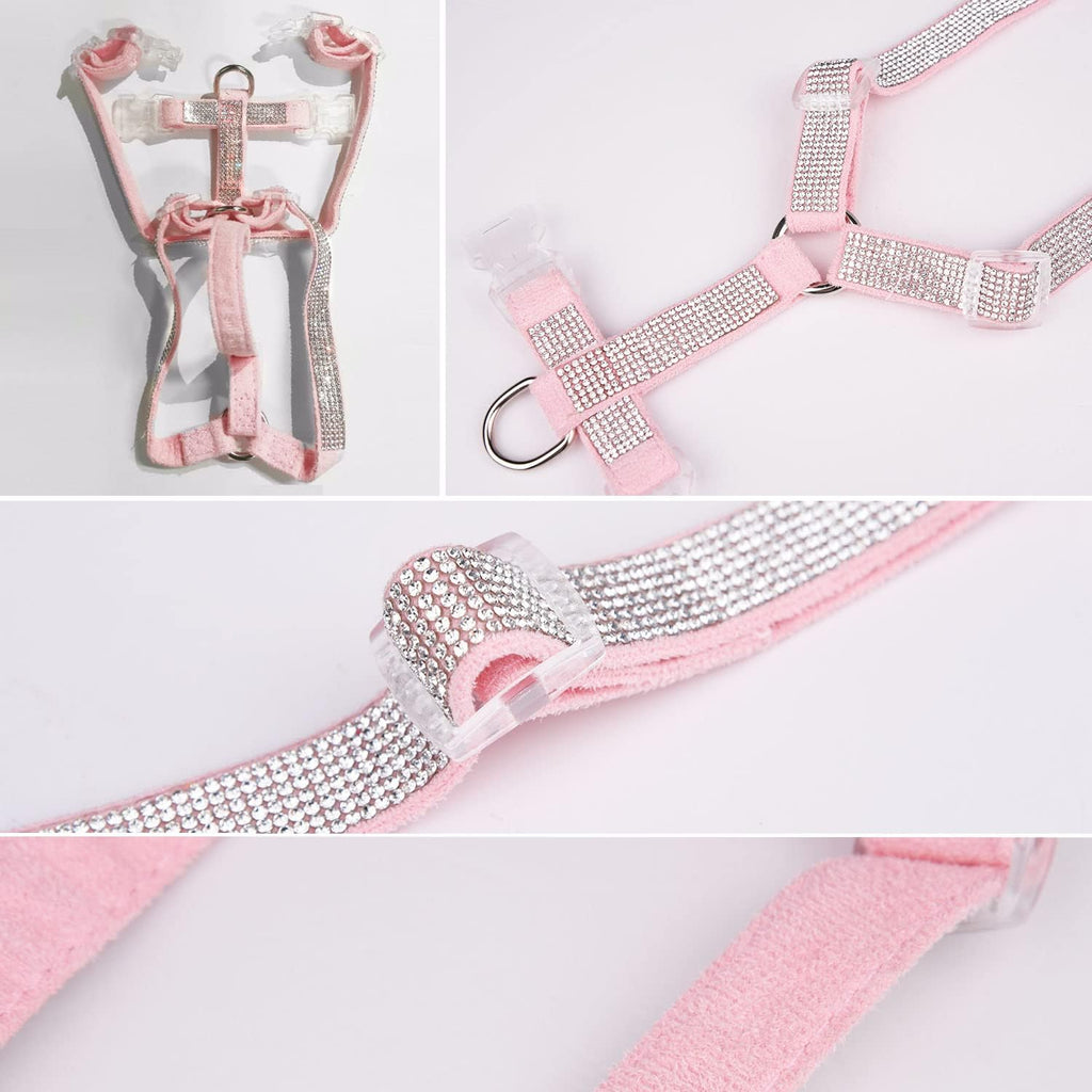 Dog Reflective Rhinestone Harness, No Pull Adjustable D-Ring Harness Walking Harness for Small Meduim Large