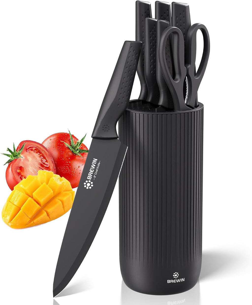 Knife Set, 8PC Kitchen Knife Set with Universal Block and Scissors