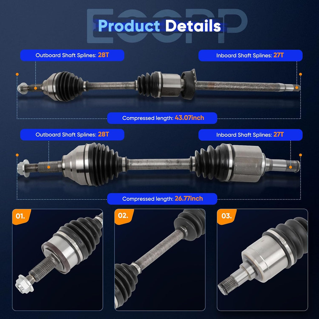 ECCPP CV Axle Shaft Fit for 2011-2014 for Ford Explorer V6 3.5L Front