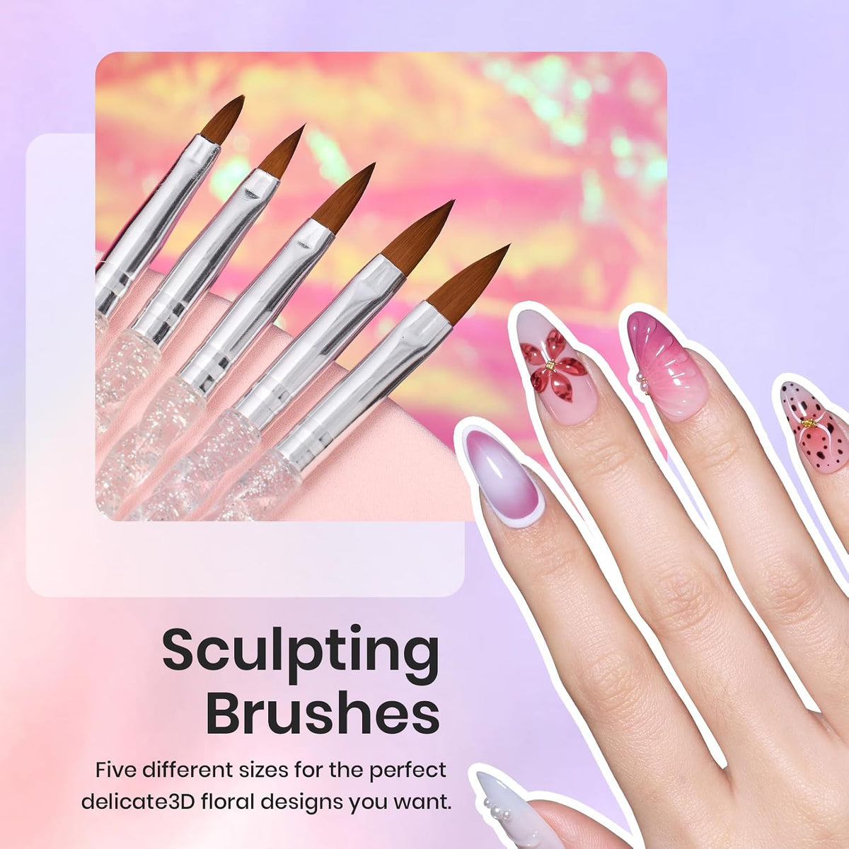 Beetles Nail Art Brushes 31pcs with Case Daul Ended Flower Dotting Tools