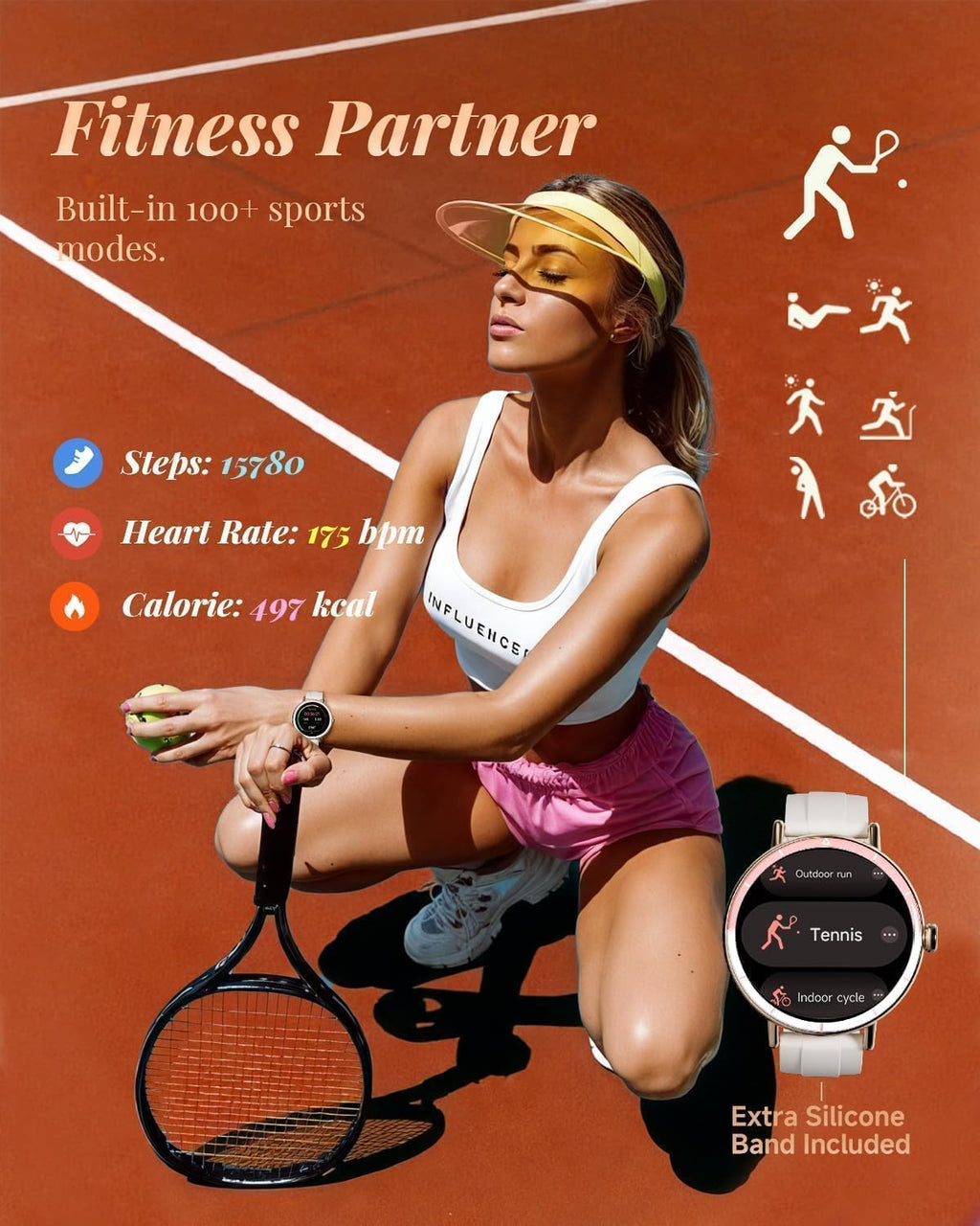 Smart Watch for Women Men with Two Bands, 40mm HD Smartwatch, Compatible with Android & iOS, Answer/Make Calls