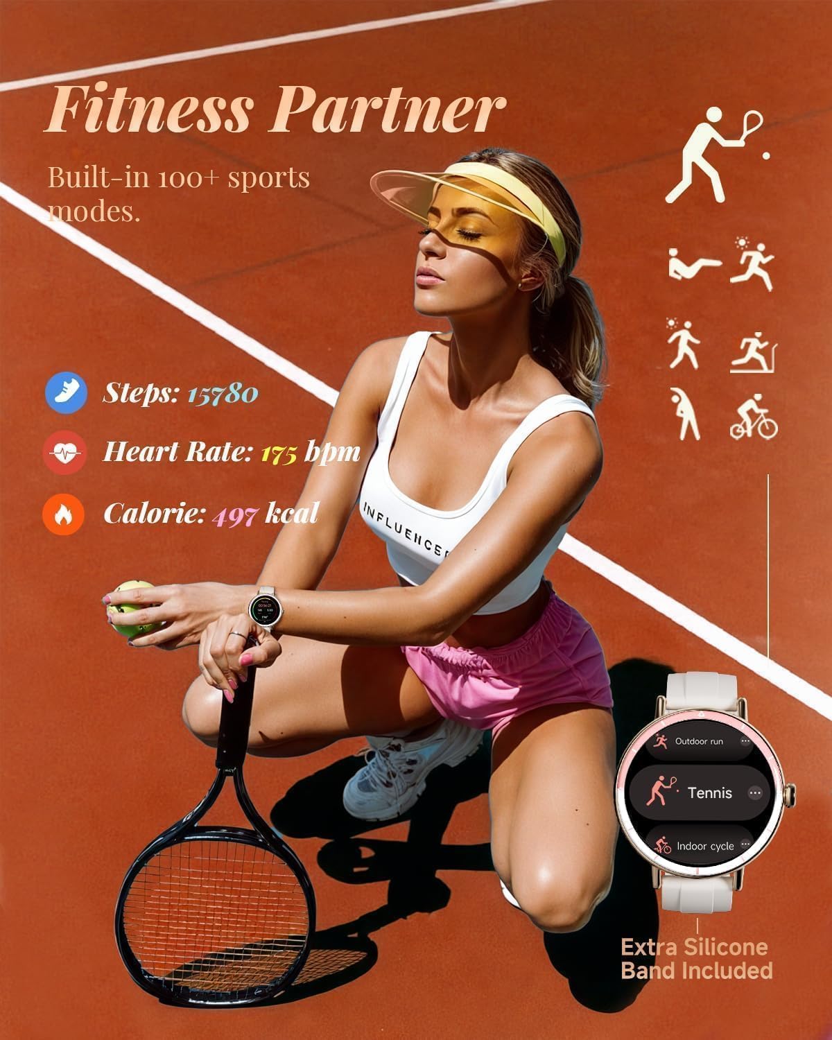 Smart Watch for Women Men with Two Bands, 40mm HD Smartwatch, Compatible with Android & iOS, Answer/Make Calls