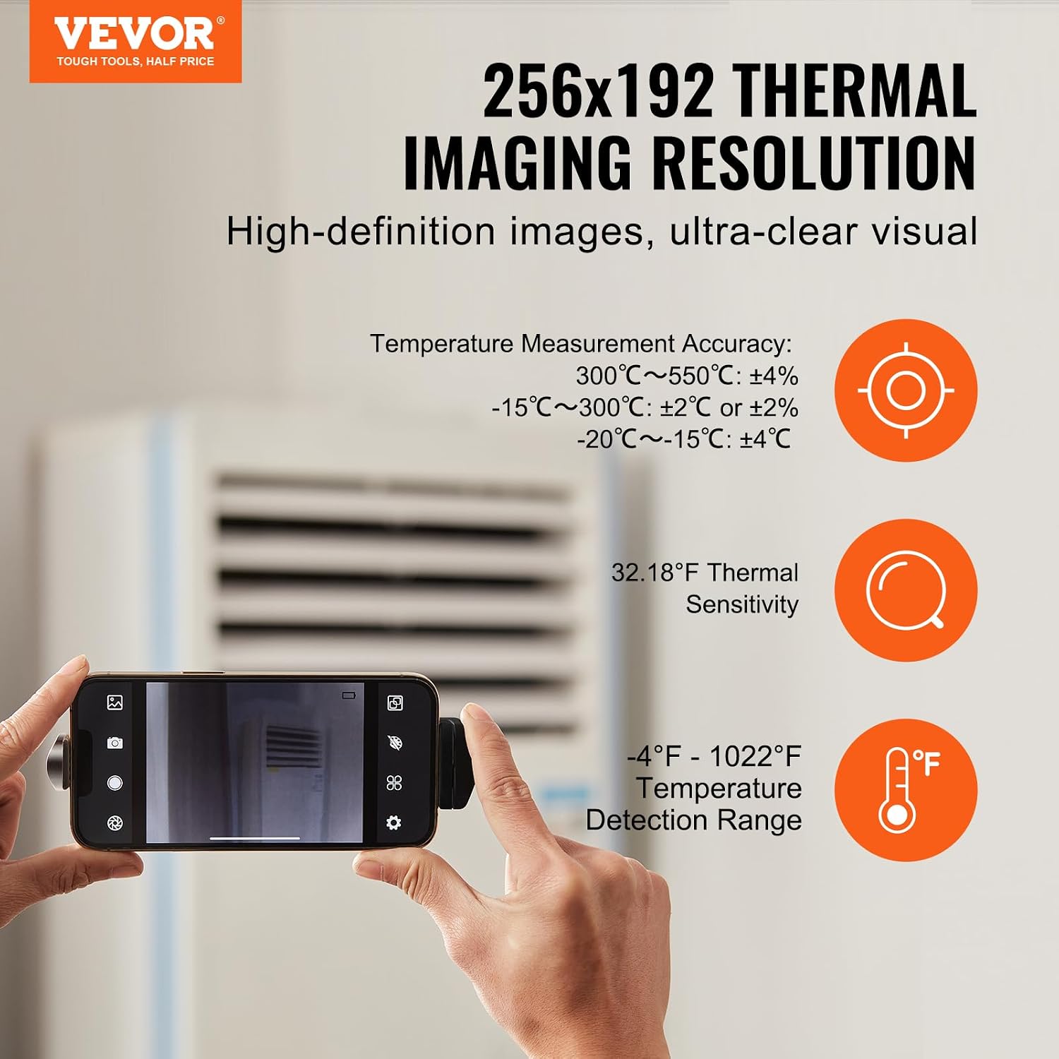 Thermal Imaging Camera for Android & iOS, 256 x 192 IR Resolution Wireless Infrared Thermal Imager with WiFi & Visual