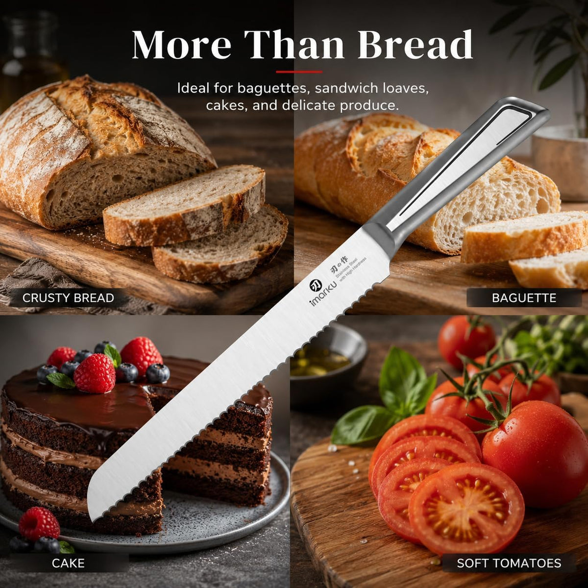 Serrated Bread Knife with Japanese High Carbon Stainless Steel