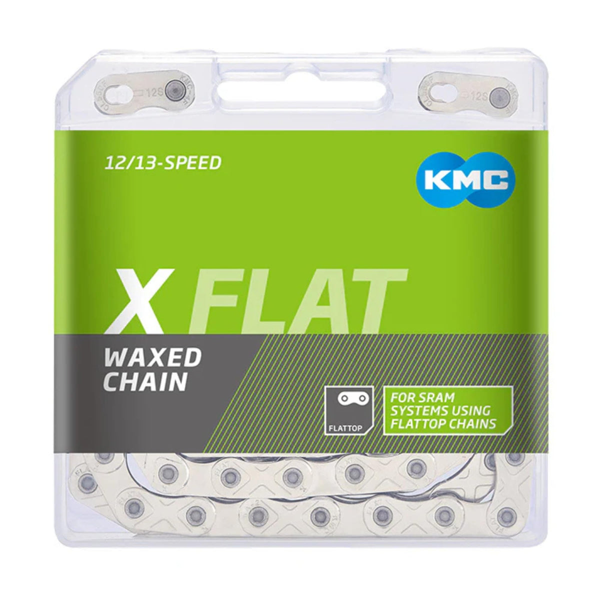 Pre-Waxed XFLAT Flat-Top High-Performance Bicycle Chain, Silver