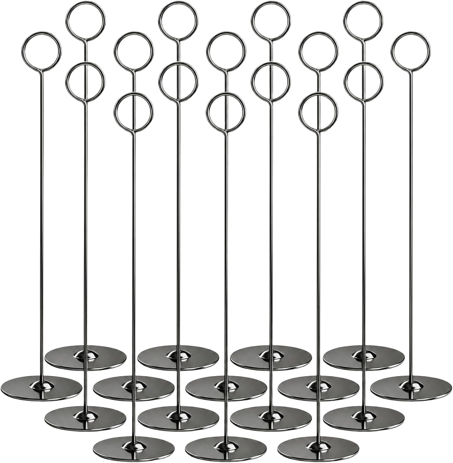 16PK Table Number Holders Place Card Holders 12 Inch Table Card Holders Steel Card Holders for Photos, Food Signs