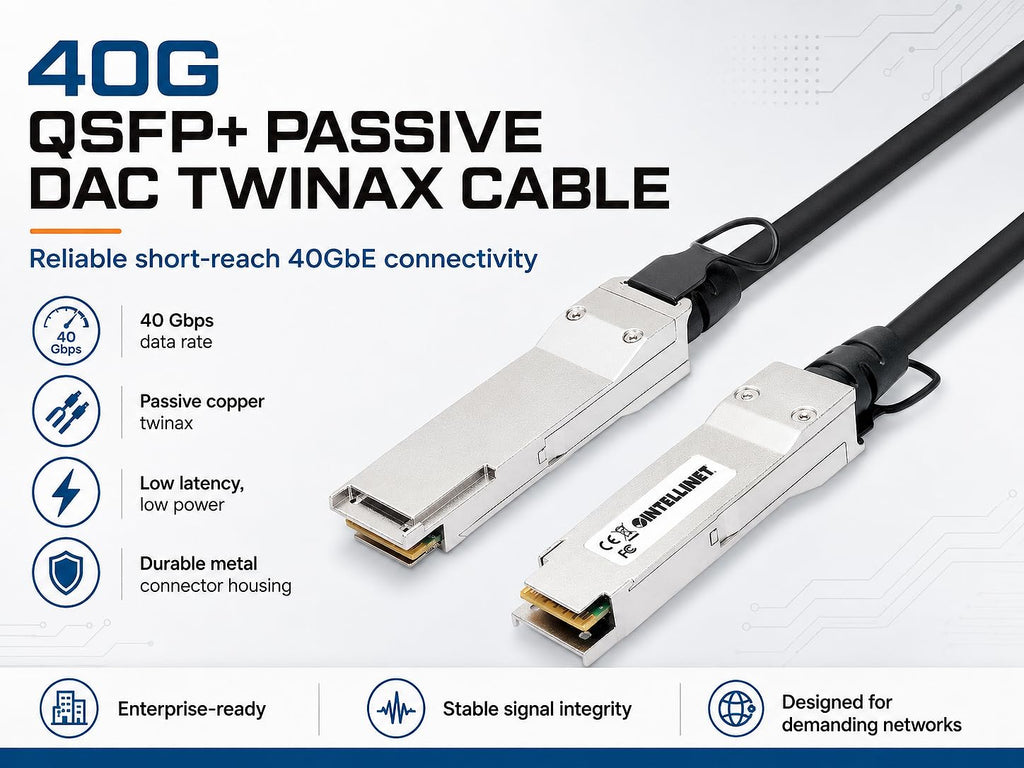 Intellinet 40G QSFP+ Passive DAC Twinax Cable, 10 ft