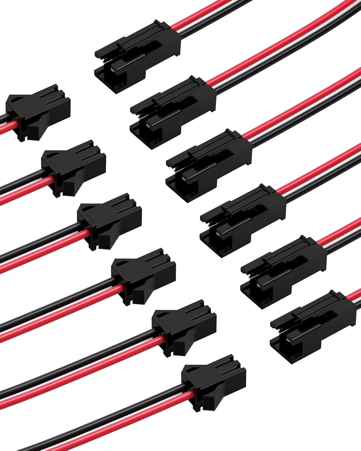 2-Pin JST SM LED Strip Connectors, 10 cm, 20 Pairs
