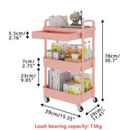 3-Tier Utility Cart with Drawer & Wheels, Storage for Home,Office