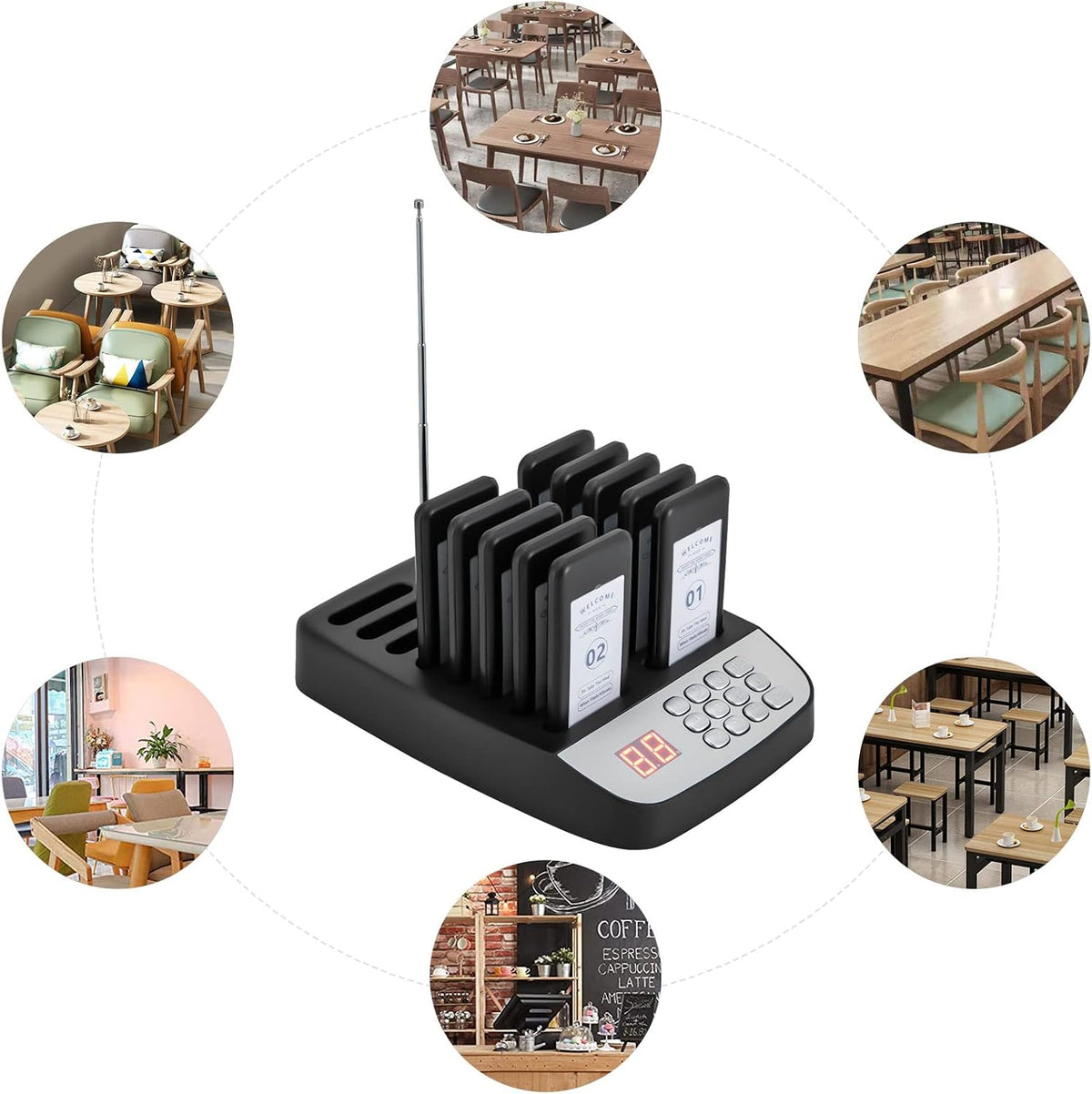 Restaurant Pager,Lineup Queue Signal Beepers, VibrationWireless Guest Customer Service Calling System,Social