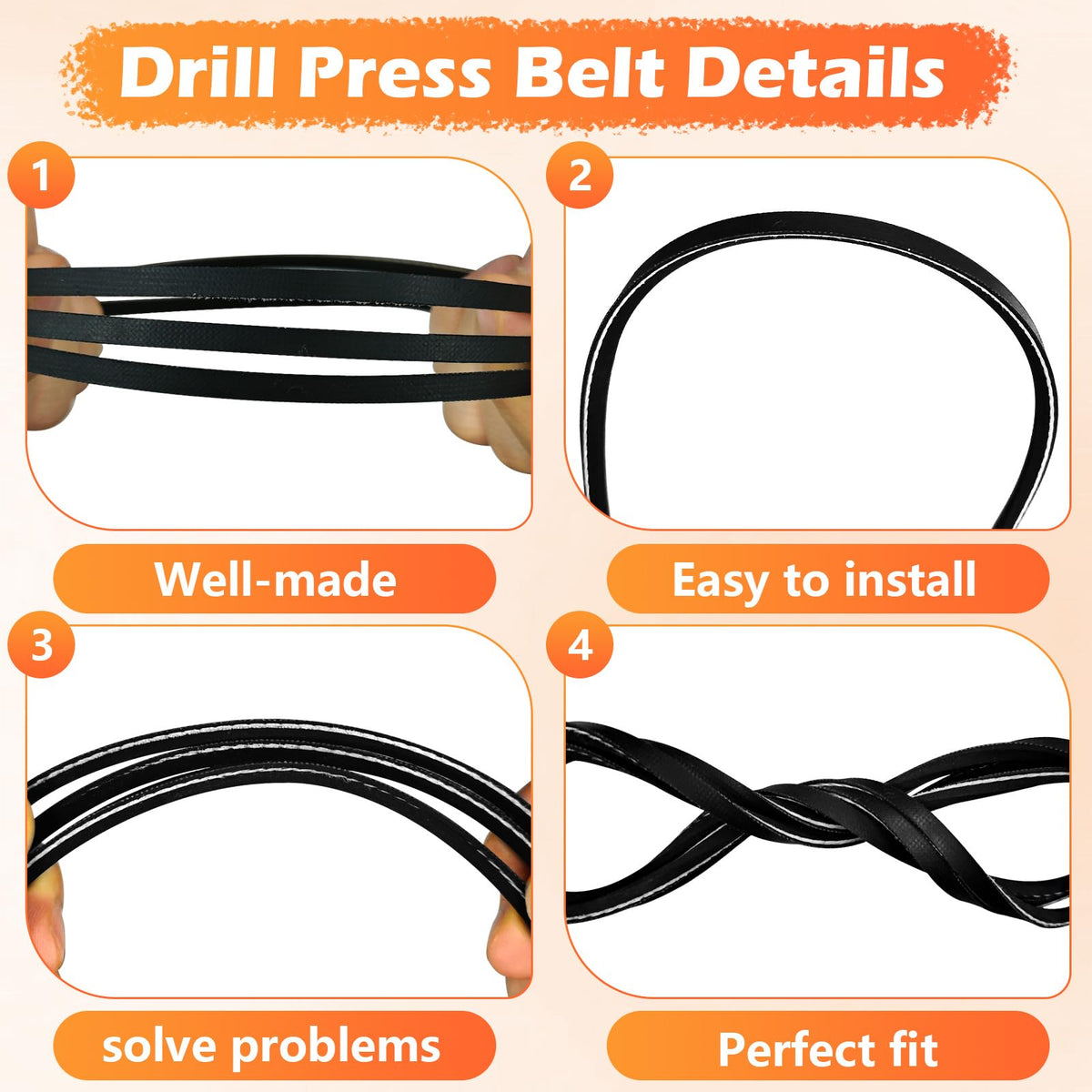 New Replacement Belt Drill Press w/ 45 inch 3/16 top Width V-Belt