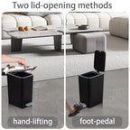 Small Bathroom Trash Can with Lid, 3.2 Gallon Slim Step Trash Can, Black