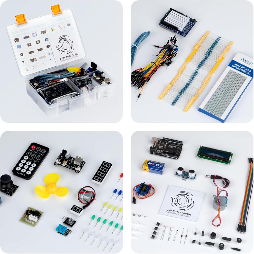 UNO R3 Project Super Starter Kit with PDF Tutorial for Beginners | Compatible with Arduino, 22+ Hands-on Projects