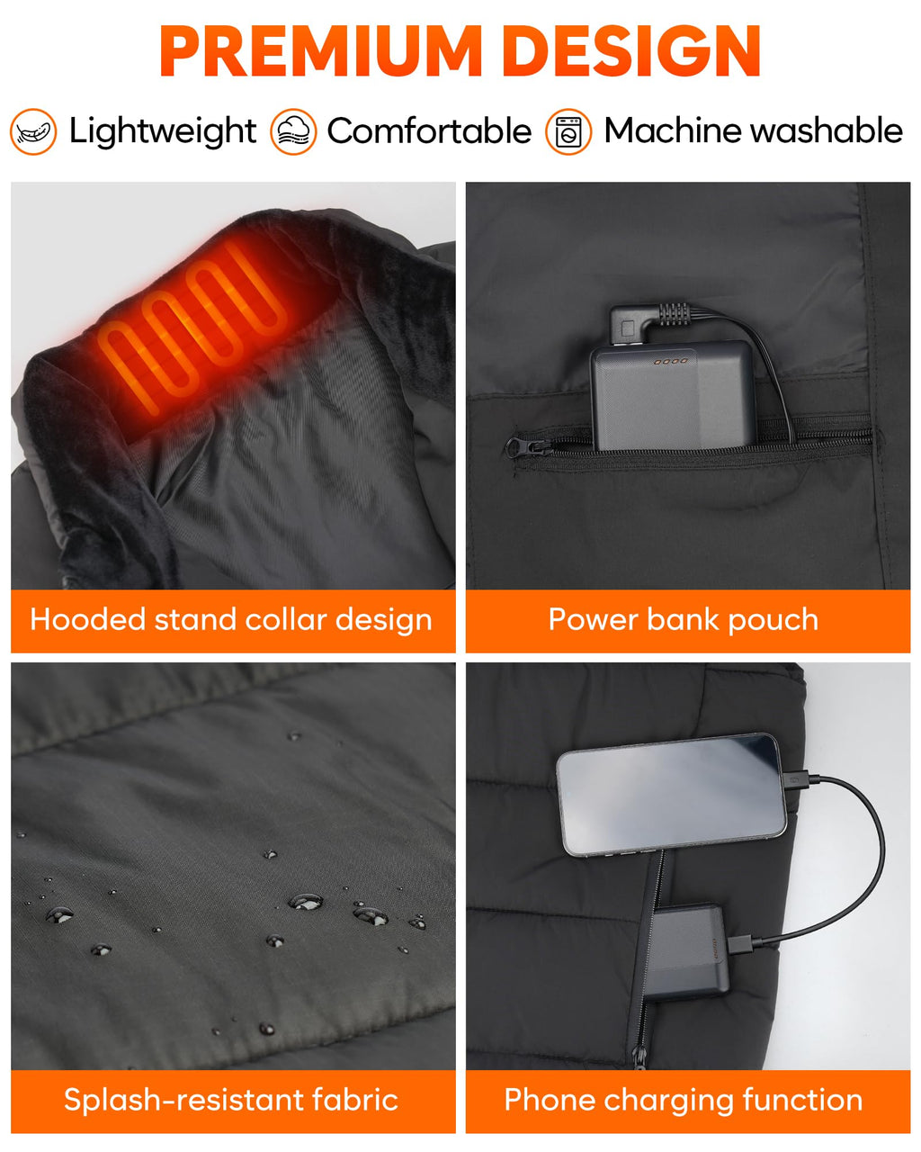 Men's Heated Vest with 10000mAh Battery Rechargeable Lightweight Warm Coat