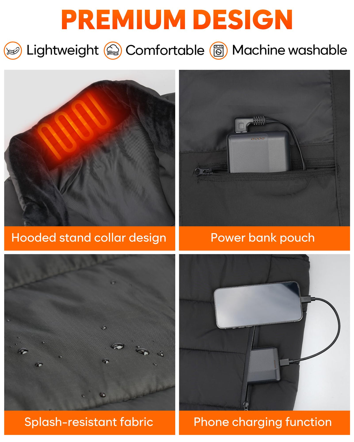 Men's Heated Vest with 10000mAh Battery Rechargeable Lightweight Warm Coat