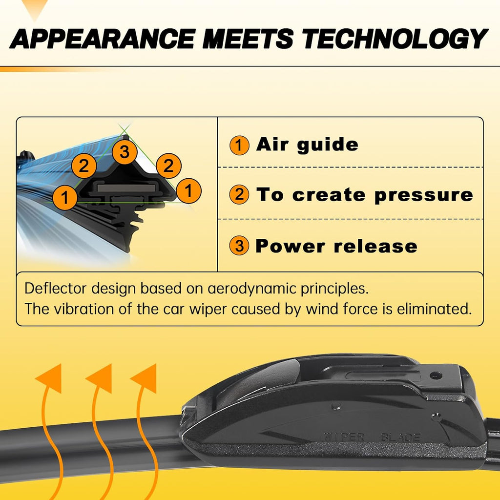 24" and 22" Windshield Wipers Blades (Pack Of 2),OEM Quality Premium All-Seasons Wiper blades,Stable and Quiet wiper