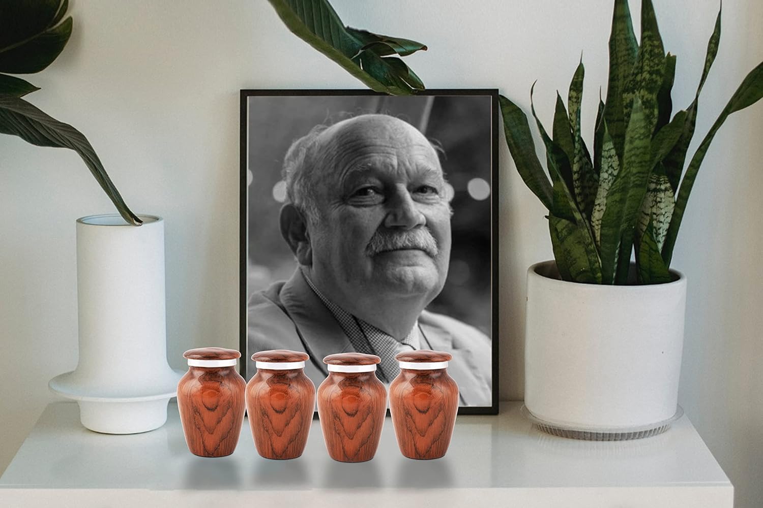 Wooden Textured Theme Keepsake Urn | Human Ashes Memorial Urn, Burial, Funeral Cremation Urns (Red Cherry Wood, Set