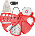 Kitchen Unique Gadgets Set 6 Pieces, Space Saving, Cheese Grater, Bottle Opener, Fruit Vegetable Peeler, Pizza
