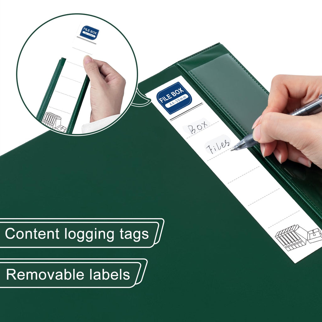 Storage File Boxes A4, 6 PCS Foldable File Box with Clip, 50mm Spine