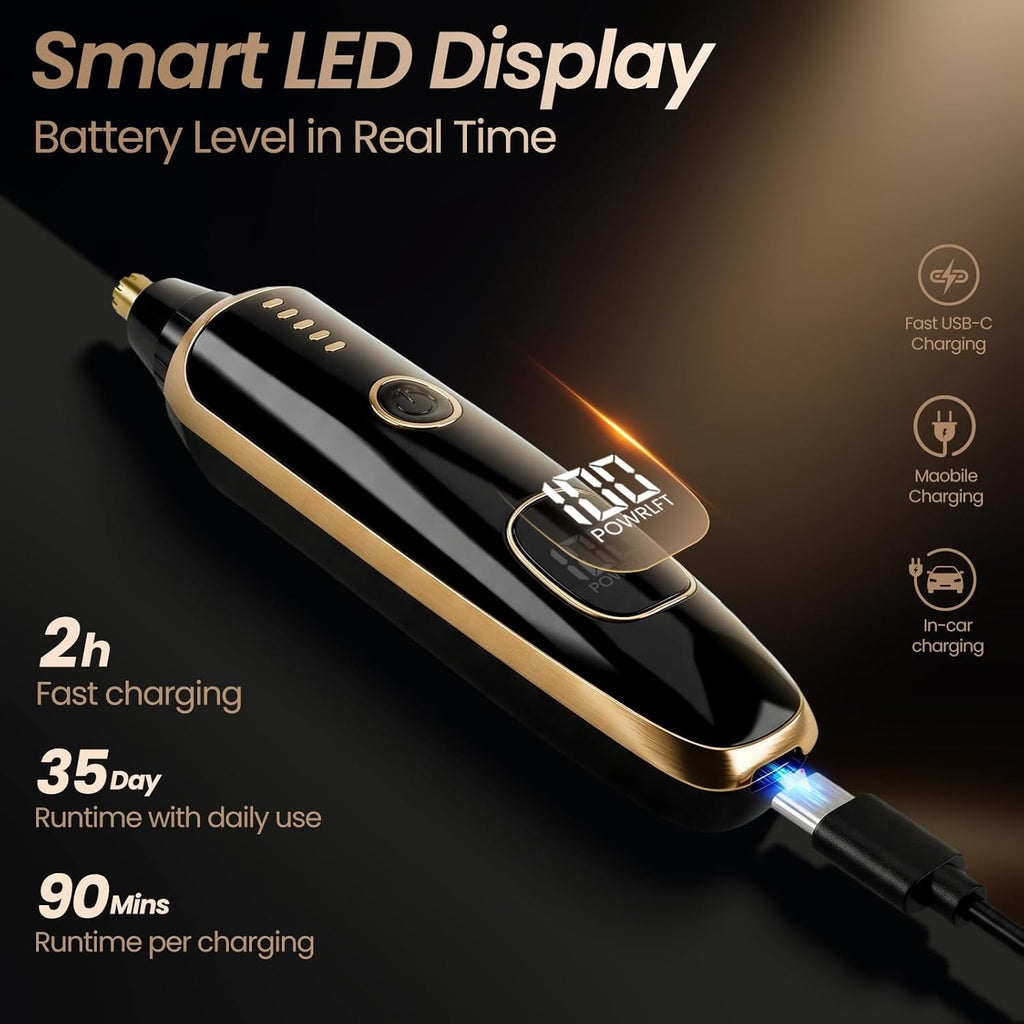 Nose & Ear Hair Trimmer with LED Display for Men and Women, 2026 USB Rechargeable Facial Trimmer Clipper for Easy