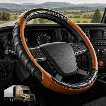 18 Inch Semi Truck Steering Wheel Cover for Freightliner Cascadia, Kenworth T680 T880, Peterbilt 579 & Volvo VNL –