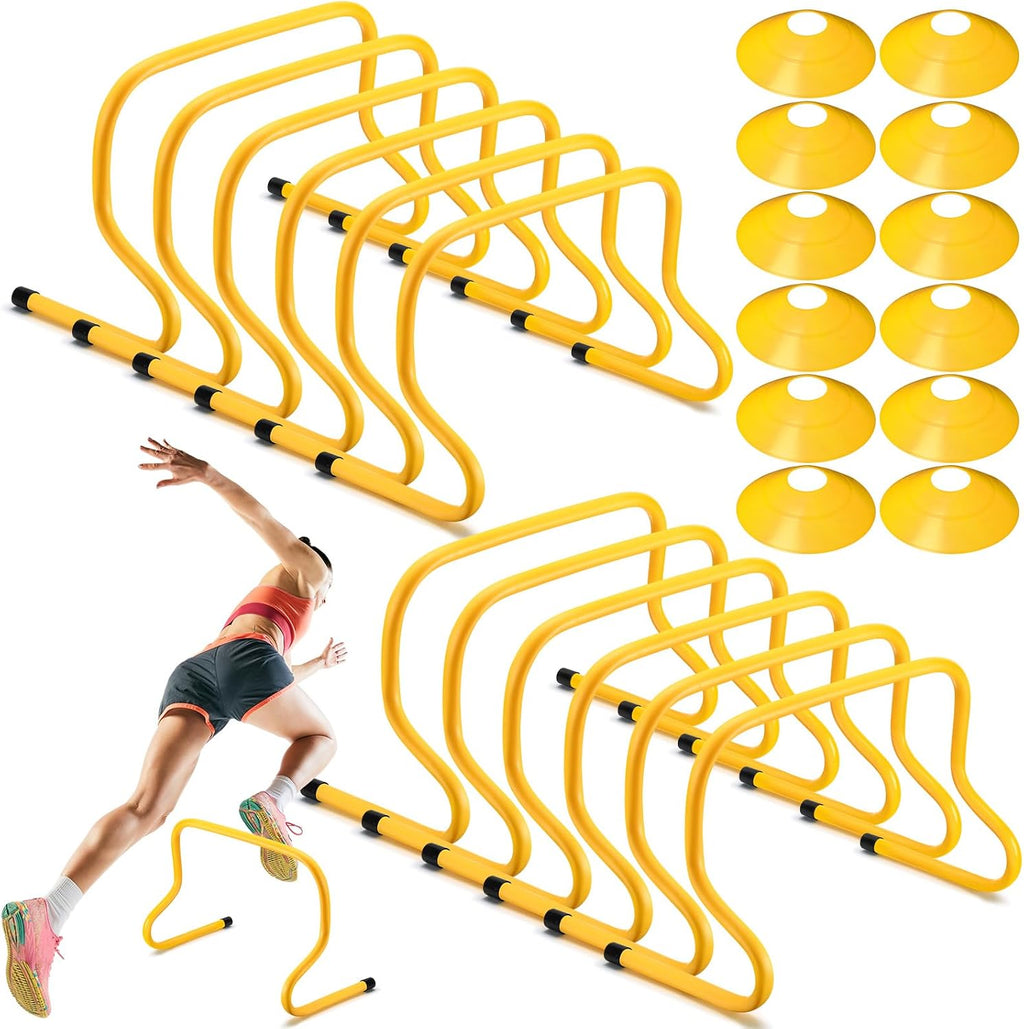 12 Pcs 12 Inch Agility Hurdles Training Equipment Agility Hurdles and Marker Cone Set Disc Cones Speed and Training